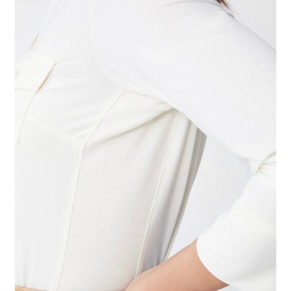 J. McLaughlin Brynn Lyford Jersey Shirt Collared Button Down White Size Medium - Picture 2 of 16